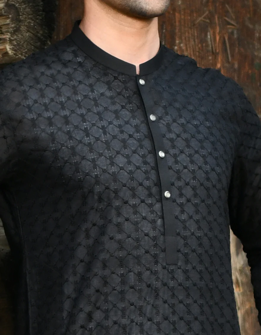 BLACK BLENDED KURTA TROUSERS | JJKP-US-45088/A22/JJ8424-CL - Image 2