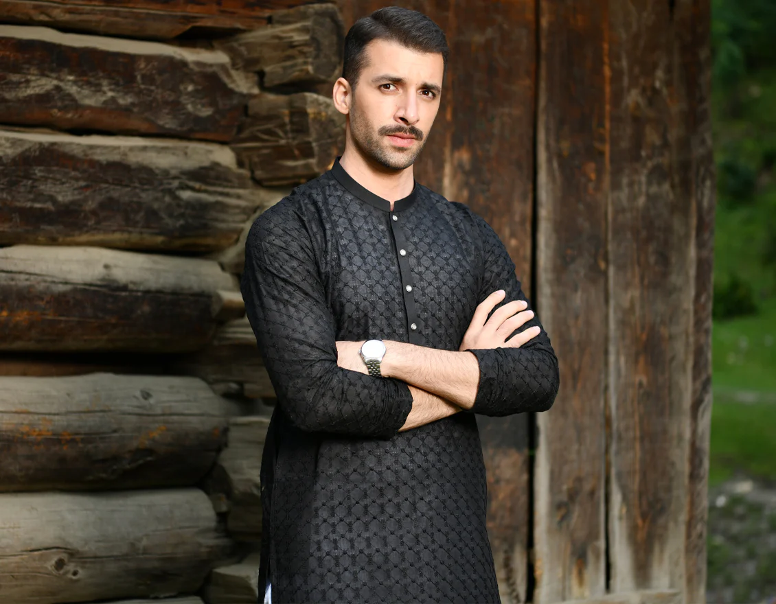 BLACK BLENDED KURTA TROUSERS | JJKP-US-45088/A22/JJ8424-CL - Image 3