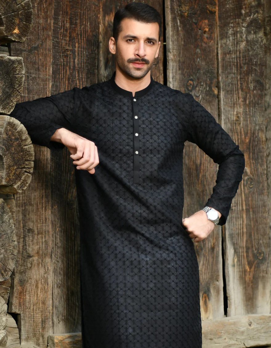 BLACK BLENDED KURTA TROUSERS | JJKP-US-45088/A22/JJ8424-CL - Image 4