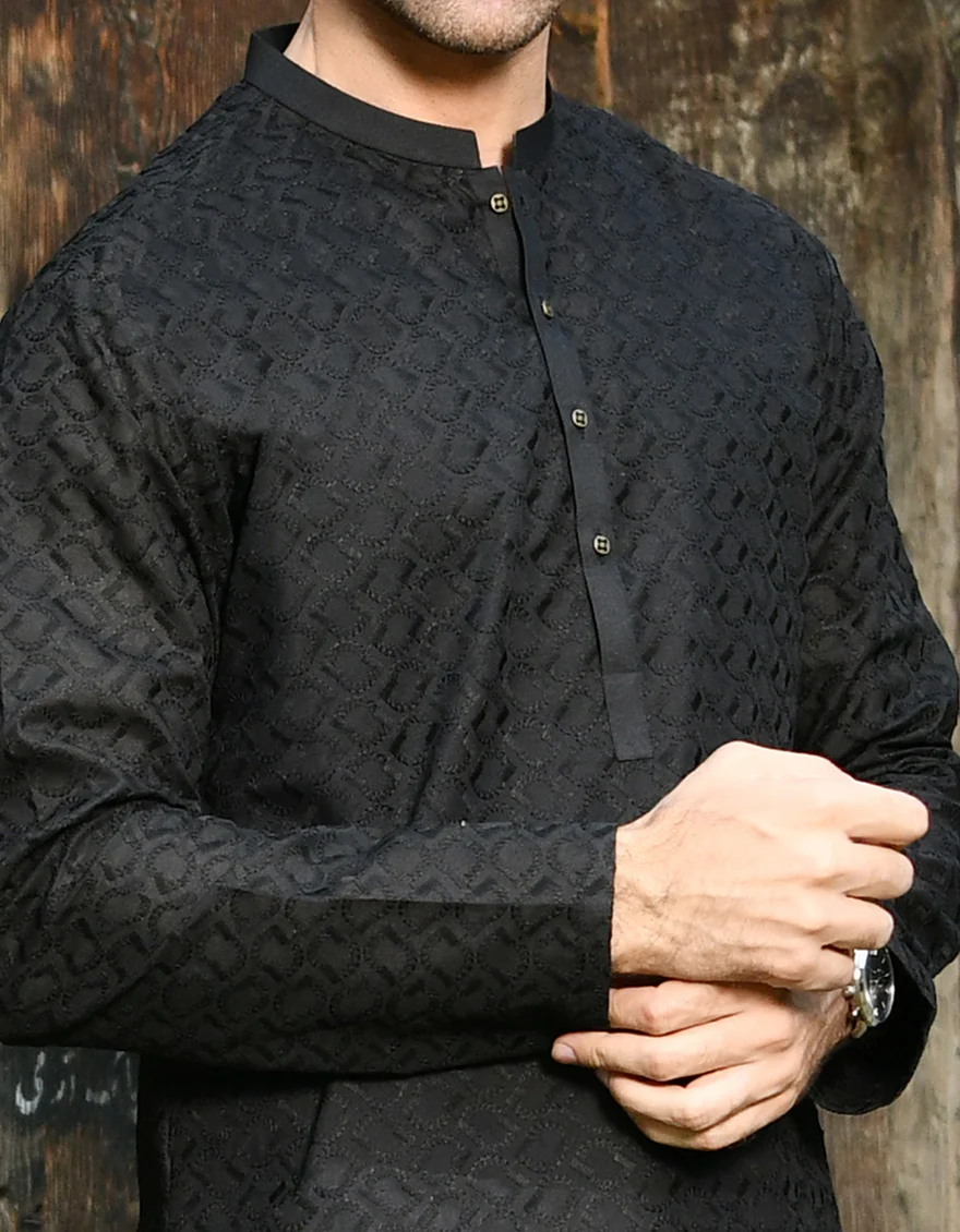 BLACK BLENDED KURTA TROUSERS | JJKP-US-45090/A22/JJ8426-CL - Image 2
