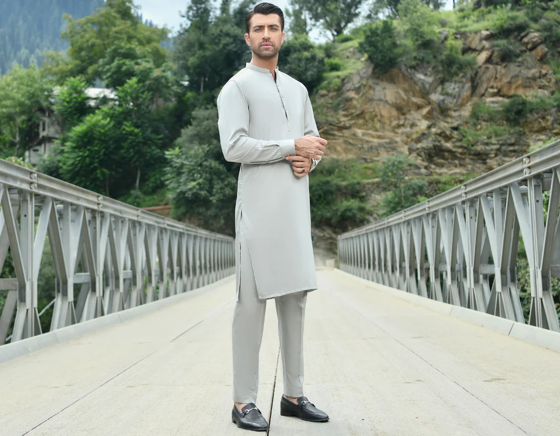SKY BLUE BLENDED KURTA TROUSERS | JJKP-US-45103/A22/JJ8698-CL - Image 4