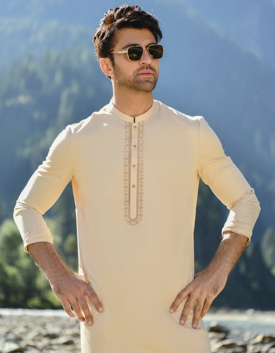 BEIGE BLENDED KURTA TROUSERS | JJKP-US-45104/A22/JJ8698-SF - Image 3