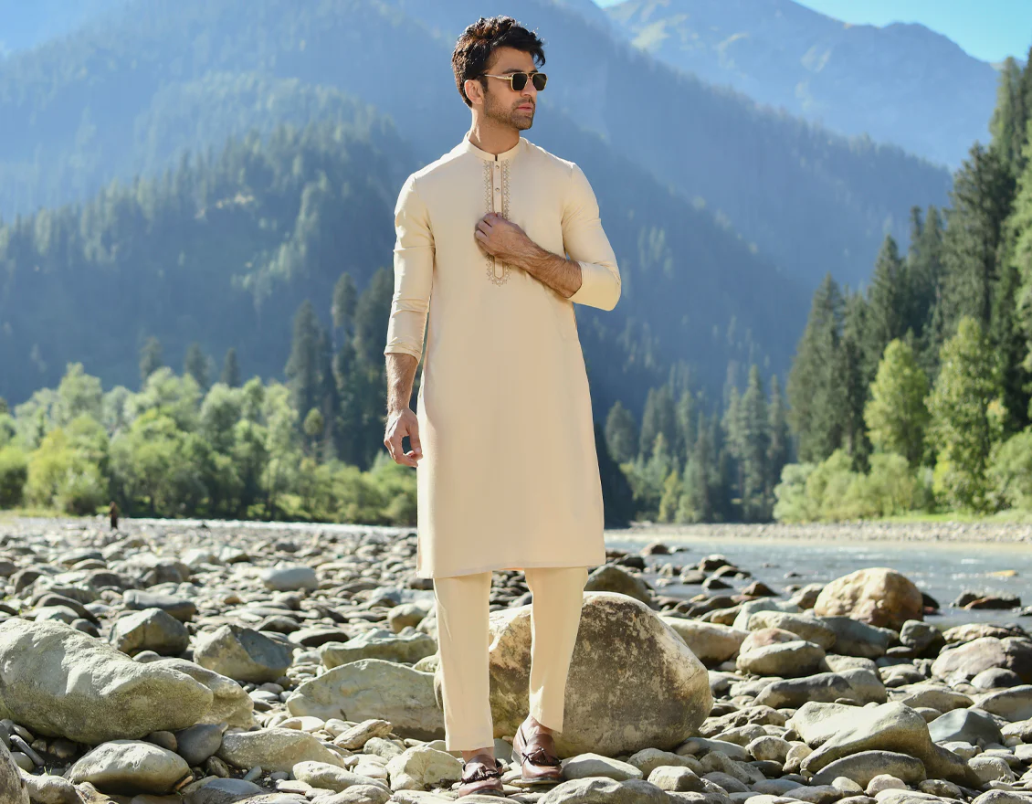 BEIGE BLENDED KURTA TROUSERS | JJKP-US-45104/A22/JJ8698-SF - Image 5