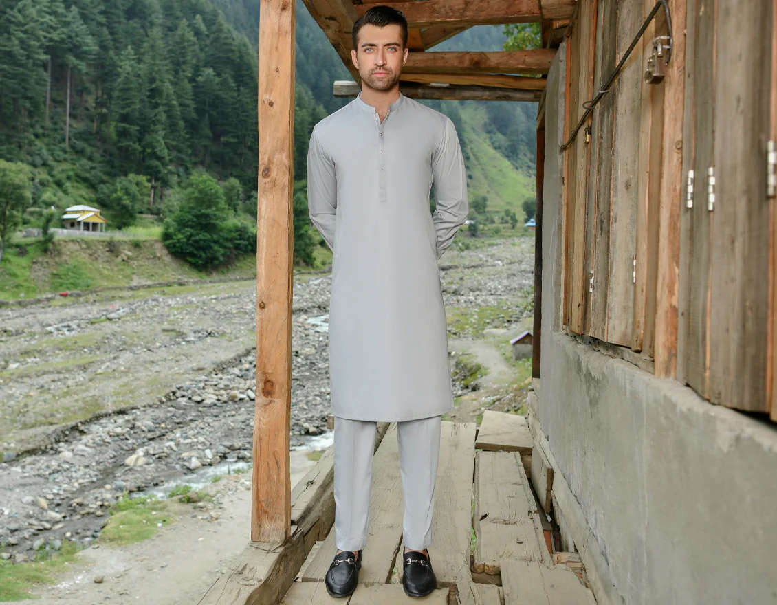 GREY BLENDED KURTA TROUSERS | JJKP-US-45107/A22/JJ8698-CL - Image 4