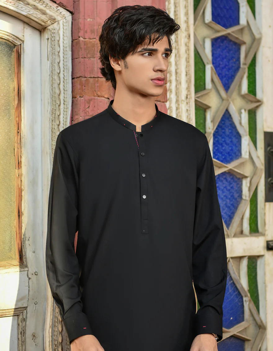 BLACK VISCOSE KURTA TROUSERS | JJKP-US-45112/A23/JJ8786-CL - Image 2