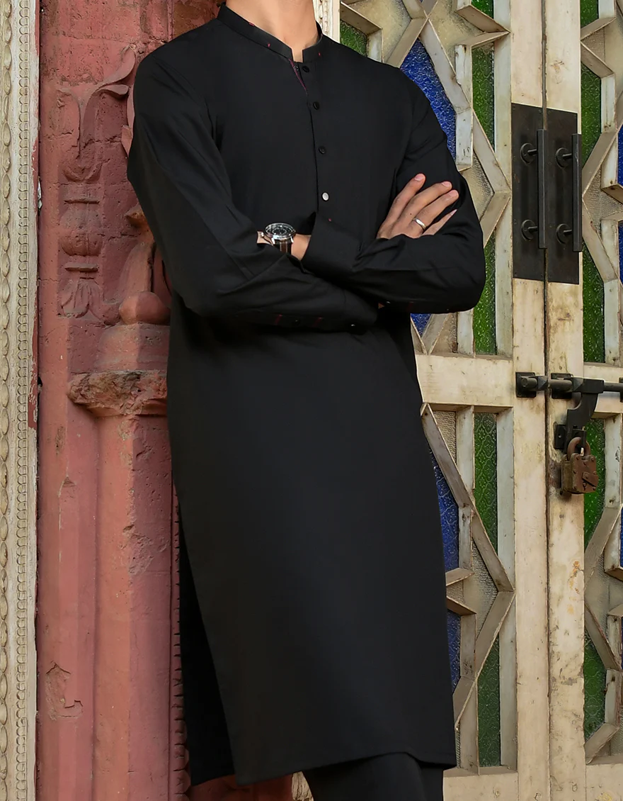 BLACK VISCOSE KURTA TROUSERS | JJKP-US-45112/A23/JJ8786-CL - Image 3