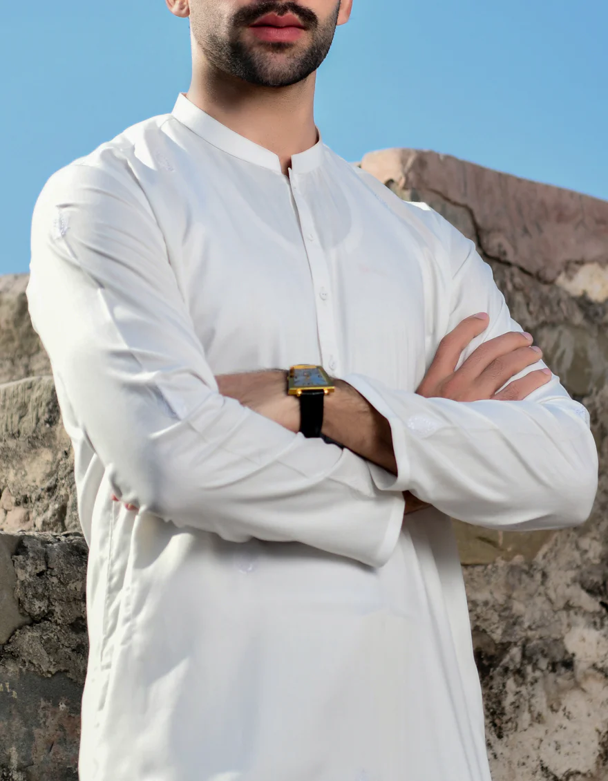 OFF WHITE BLENDED KURTA TROUSERS | JJKP-US-45142/A23/JJ8813-SF - Image 2