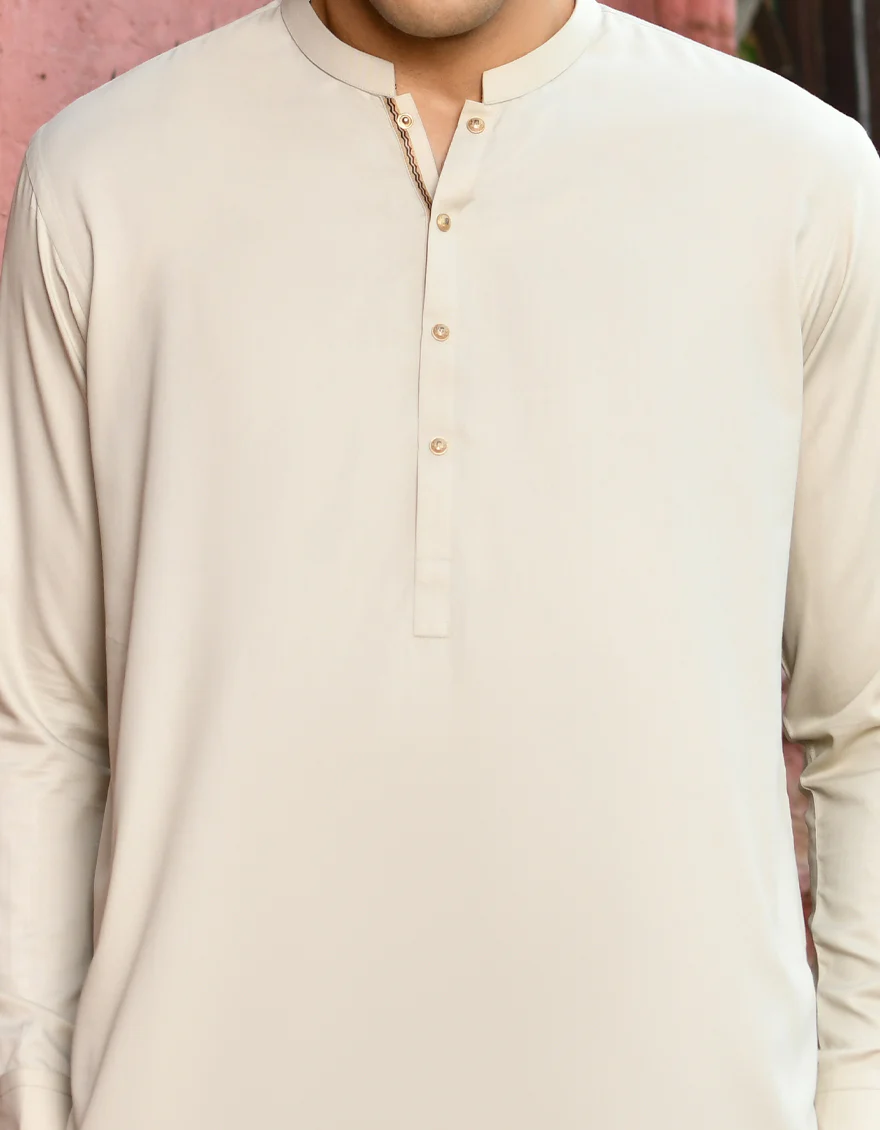 SAND BEIGE BLENDED KURTA TROUSERS | JJKP-US-45154/A23/JJ8821-PN - Image 2