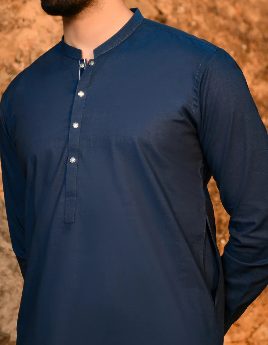 PRUSSIAN BLUE COTTON KURTA TROUSERS | JJKP-US-45165/A23/JJ8795-CL - Image 2