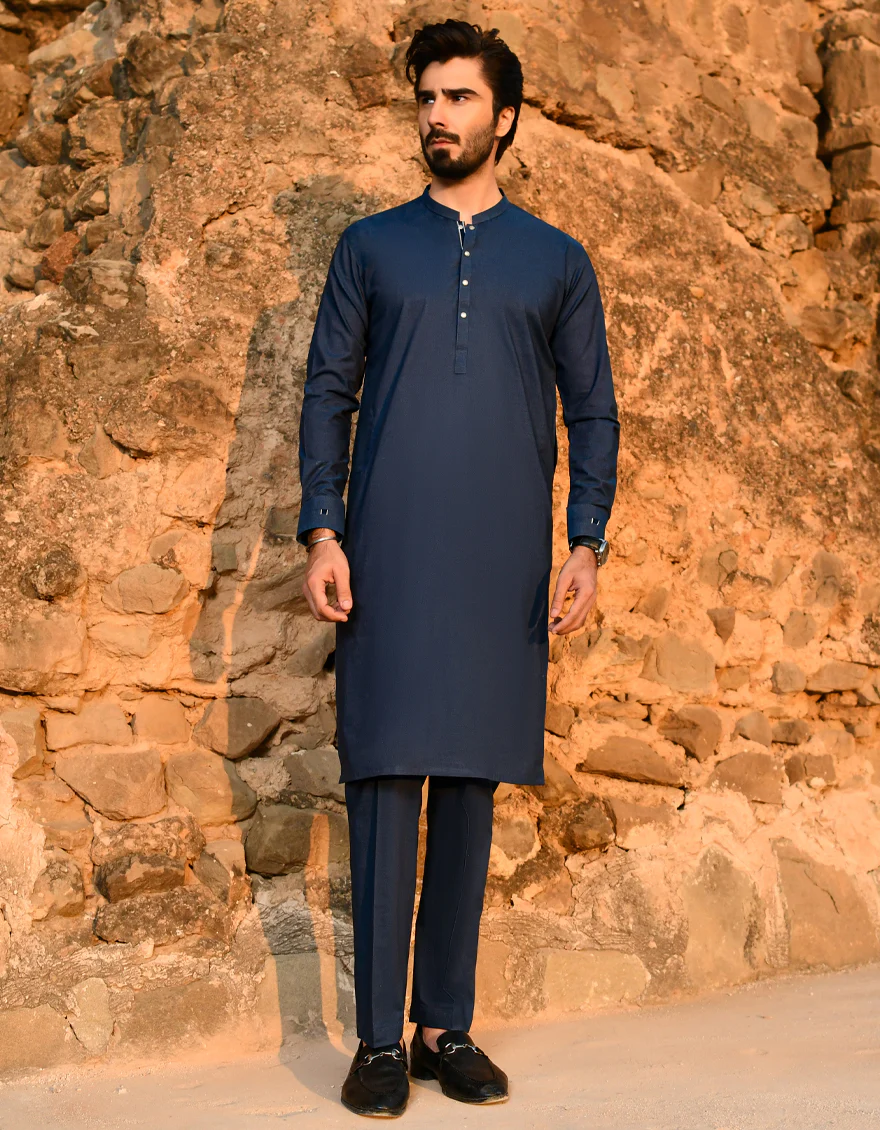 PRUSSIAN BLUE COTTON KURTA TROUSERS | JJKP-US-45165/A23/JJ8795-CL - Image 4