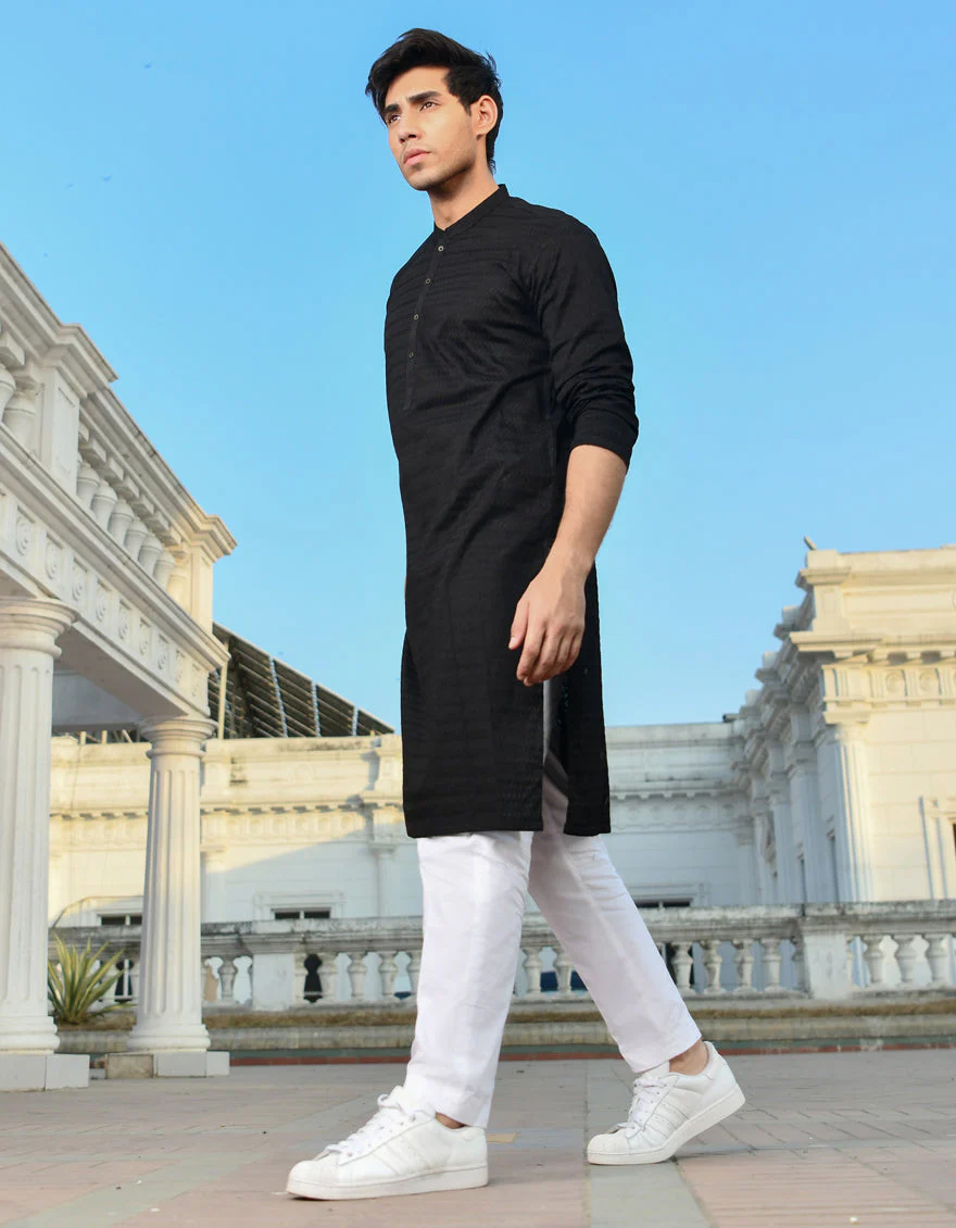 BLACK COTTON KURTA TROUSERS | JJKP-US-45183/A23/JJ1097-CL