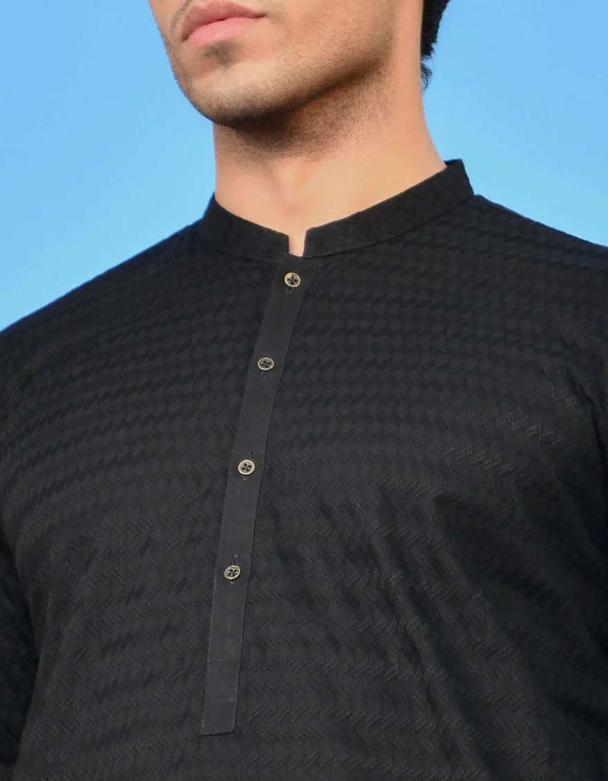 BLACK COTTON KURTA TROUSERS | JJKP-US-45183/A23/JJ1097-CL - Image 2