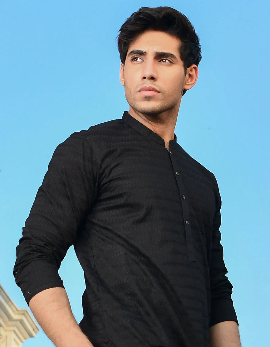 BLACK COTTON KURTA TROUSERS | JJKP-US-45183/A23/JJ1097-CL - Image 3