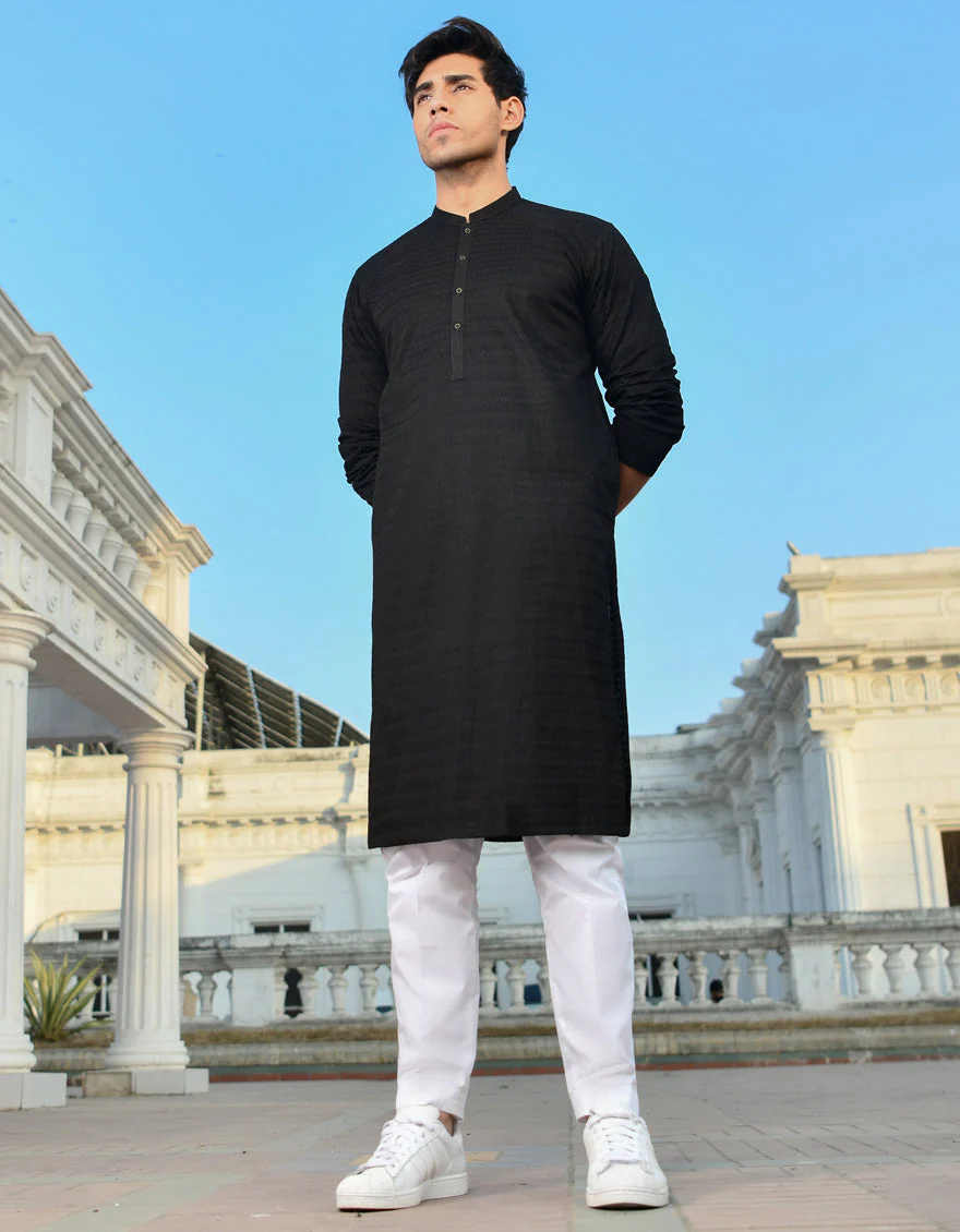 BLACK COTTON KURTA TROUSERS | JJKP-US-45183/A23/JJ1097-CL - Image 4