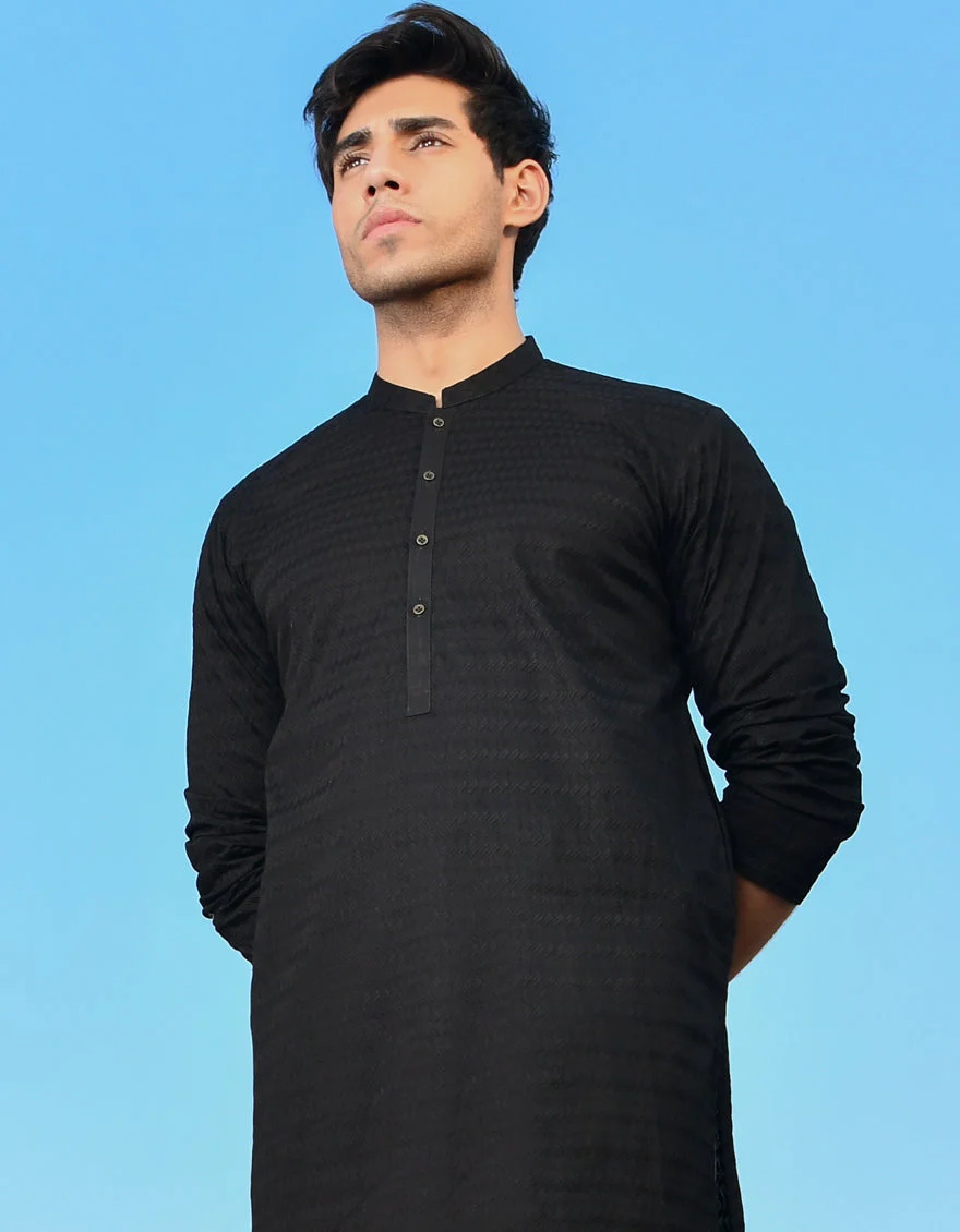 BLACK COTTON KURTA TROUSERS | JJKP-US-45183/A23/JJ1097-CL - Image 5