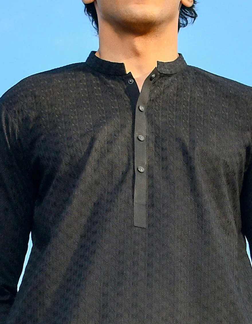BLACK COTTON KURTA TROUSERS | JJKP-US-45184/A23/JJ1096-CL - Image 2