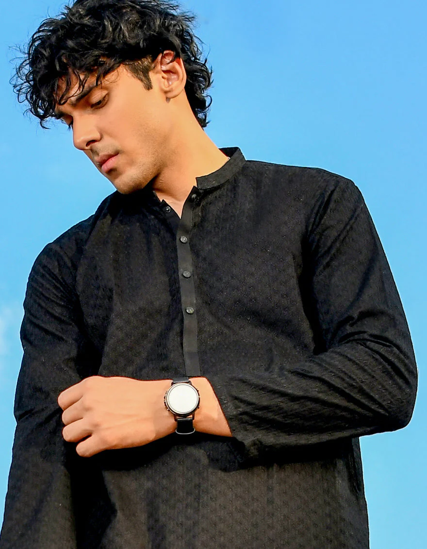 BLACK COTTON KURTA TROUSERS | JJKP-US-45184/A23/JJ1096-CL - Image 3
