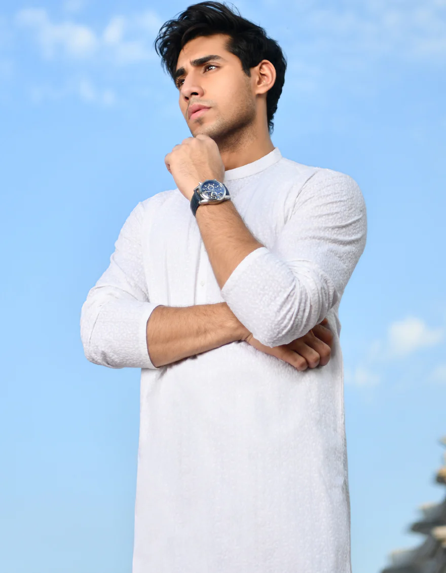 OFF WHITE COTTON KURTA TROUSERS | JJKP-US-45186/A23/JJ1098-CL - Image 2