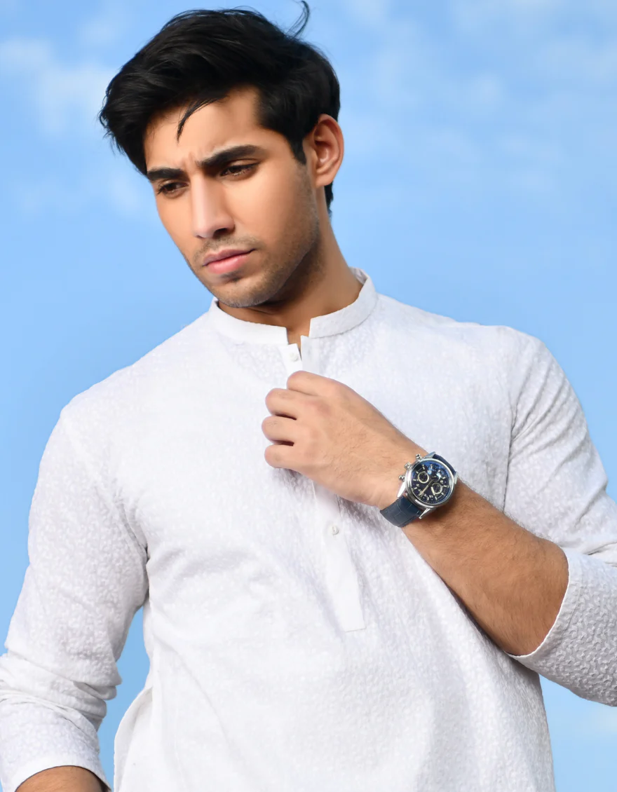 OFF WHITE COTTON KURTA TROUSERS | JJKP-US-45186/A23/JJ1098-CL - Image 4