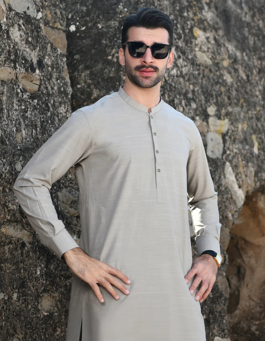LIGHT GREY BLENDED KURTA TROUSERS | JJKP-US-45200/A23/JJ8820-CL - Image 3