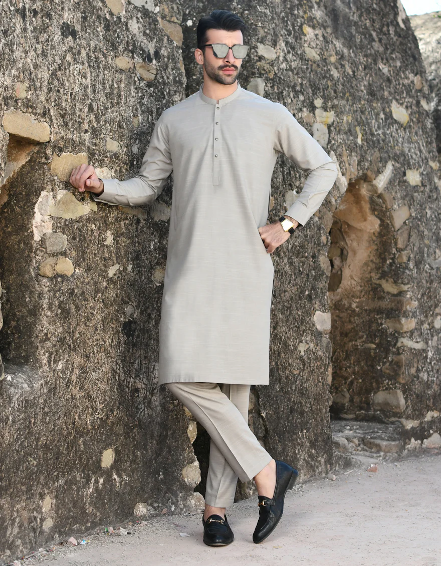 LIGHT GREY BLENDED KURTA TROUSERS | JJKP-US-45200/A23/JJ8820-CL - Image 4