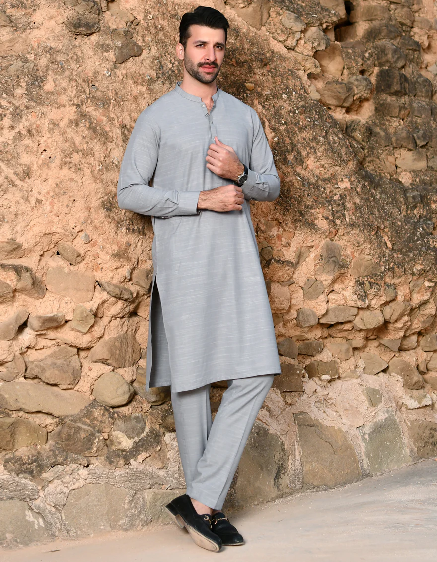 GREY BLENDED KURTA TROUSERS | JJKP-US-45201/A23/JJ8820-CL - Image 3