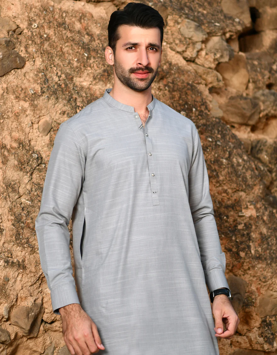 GREY BLENDED KURTA TROUSERS | JJKP-US-45201/A23/JJ8820-CL - Image 4