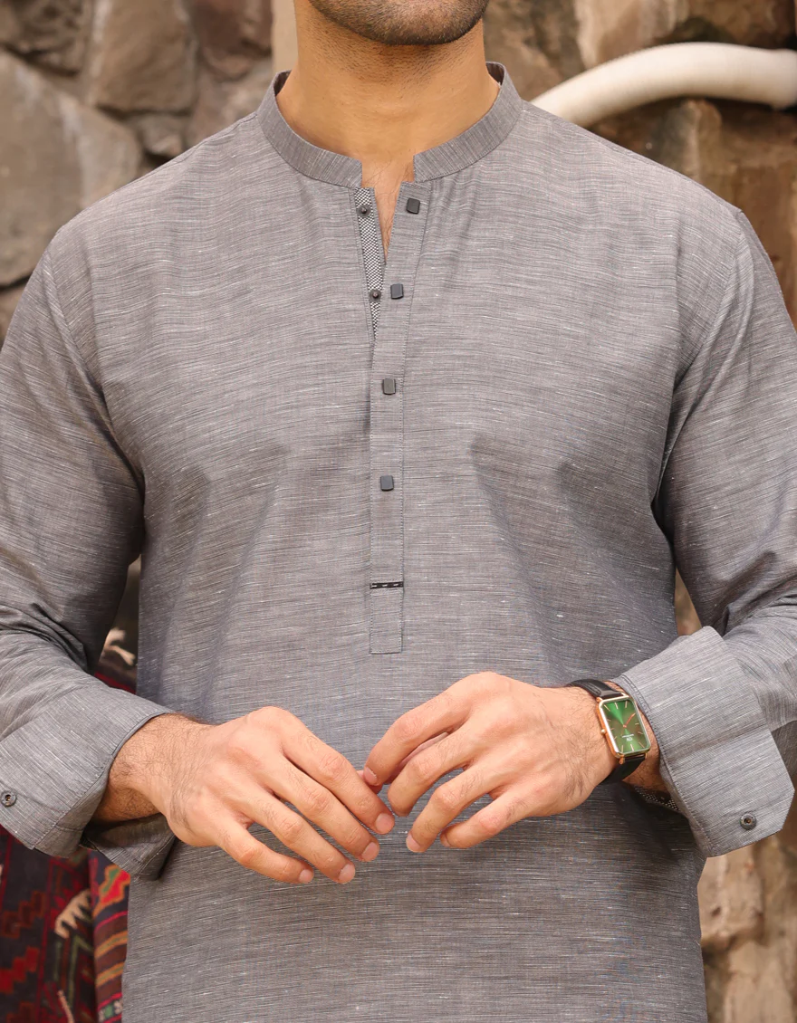 GREY BLENDED KURTA TROUSERS | JJKP-US-45202/A23/JJ8184-CL - Image 2