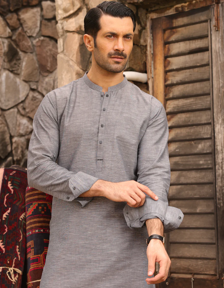 GREY BLENDED KURTA TROUSERS | JJKP-US-45202/A23/JJ8184-CL - Image 3