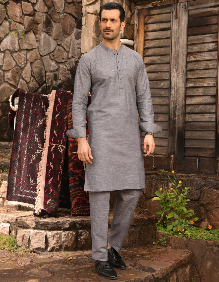 GREY BLENDED KURTA TROUSERS | JJKP-US-45202/A23/JJ8184-CL - Image 4