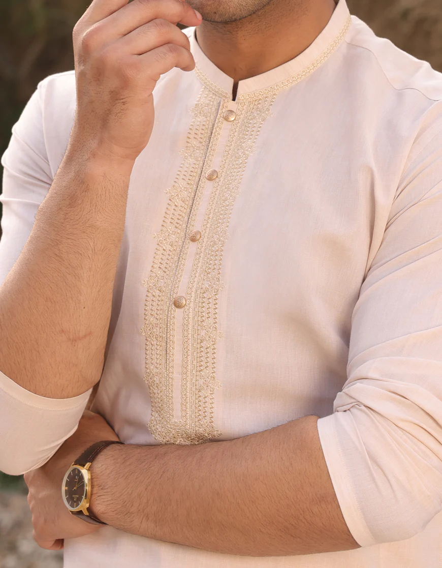 CREAM BLENDED KURTA TROUSERS | JJKP-US-45203/A23/JJ8184-SF - Image 2