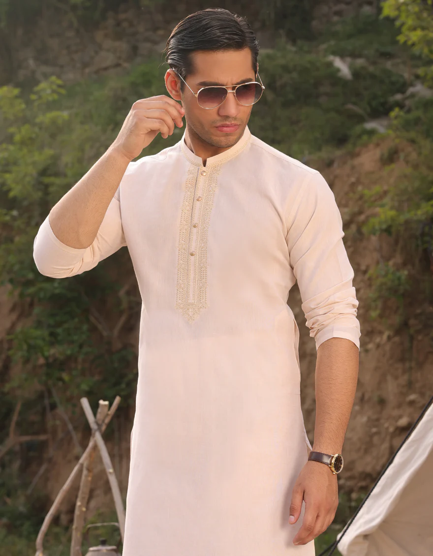 CREAM BLENDED KURTA TROUSERS | JJKP-US-45203/A23/JJ8184-SF - Image 3