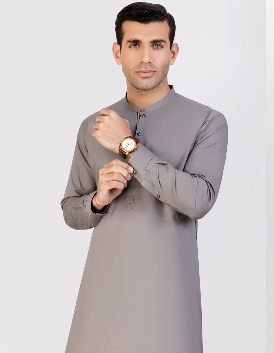 GREY COTTON KURTA TROUSERS | JJKP-US-45204/A23/JJ7420-CL - Image 3