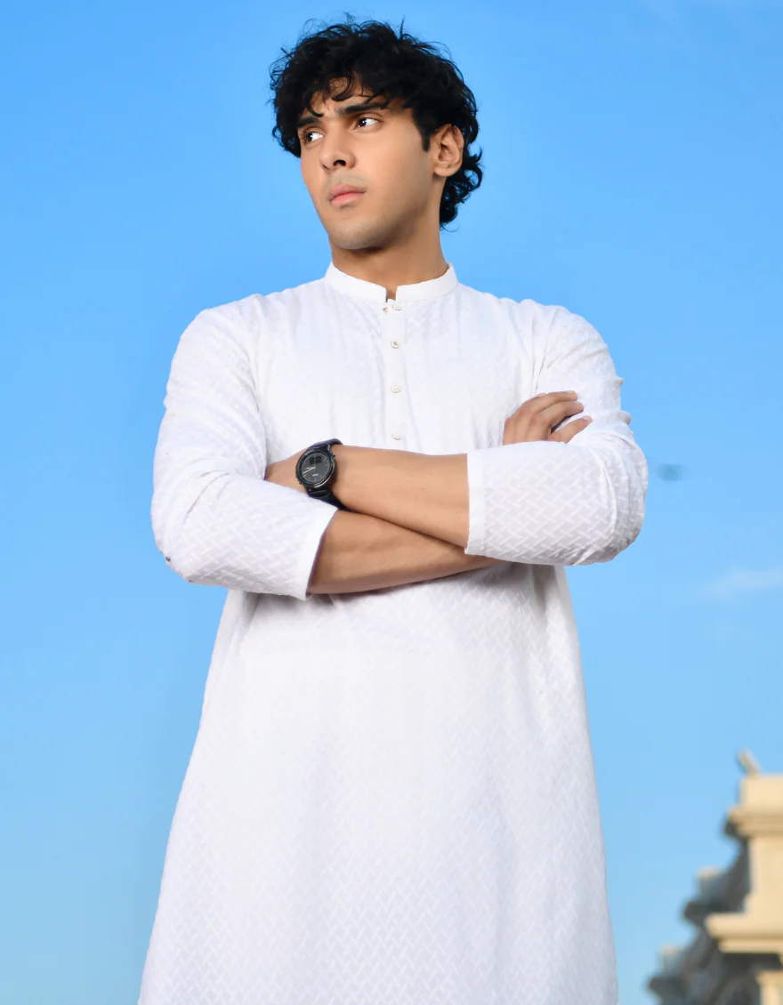 WHITE COTTON KURTA TROUSERS | JJKP-US-45205/A23/JJ1098-CL - Image 2