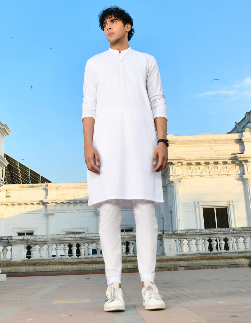 WHITE COTTON KURTA TROUSERS | JJKP-US-45205/A23/JJ1098-CL - Image 3