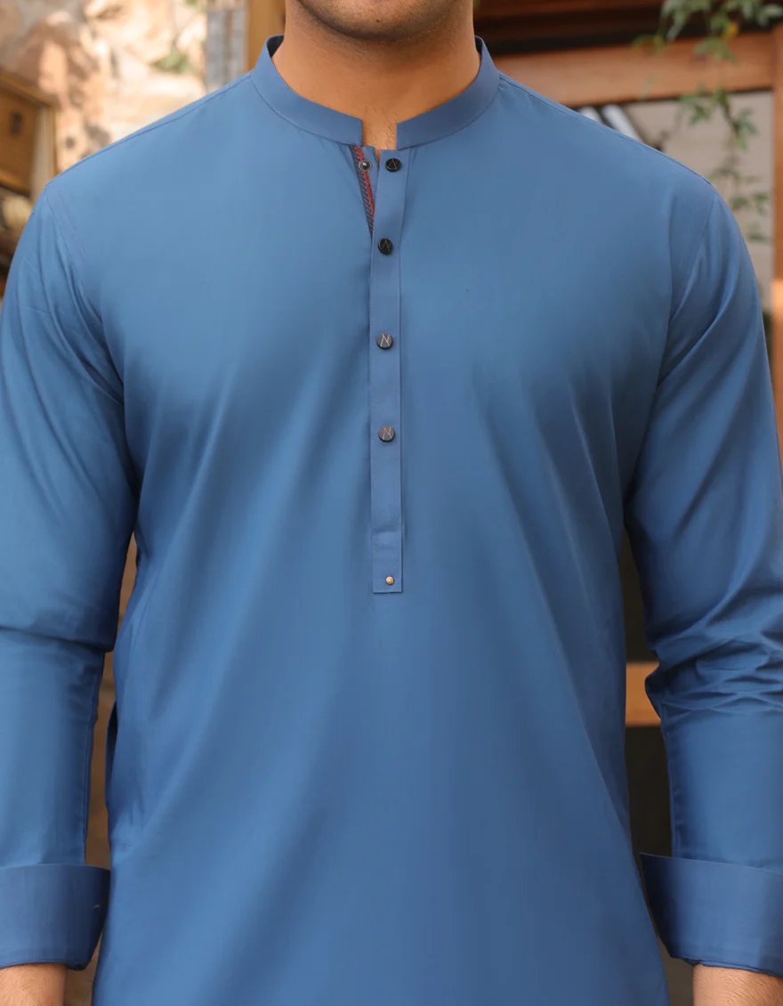 BLUE COTTON KURTA TROUSERS | JJKP-US-45206/A23/JJ7420-CL - Image 2