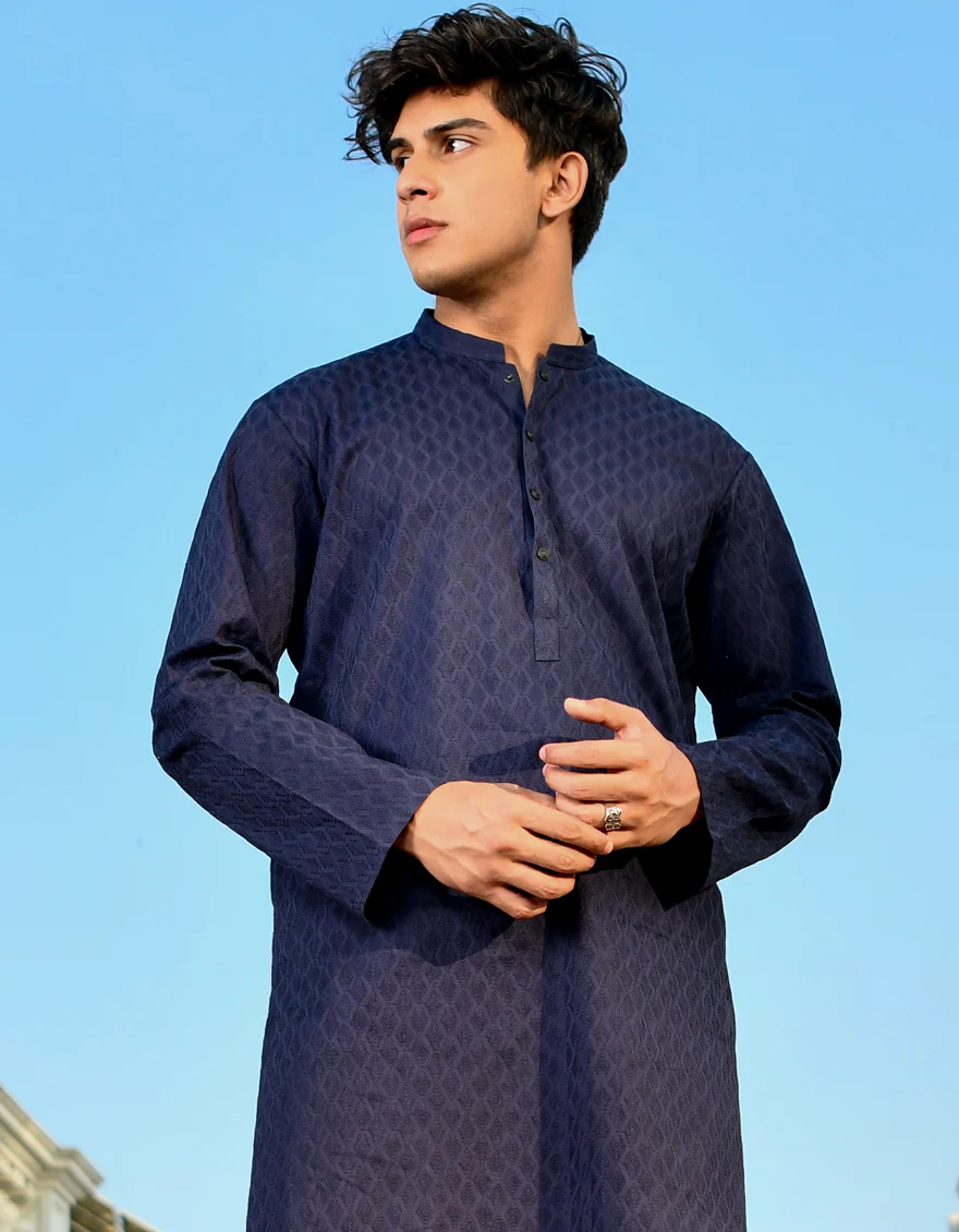 BLUE COTTON KURTA TROUSERS | JJKP-US-45211/A23/JJ1099-CL - Image 2