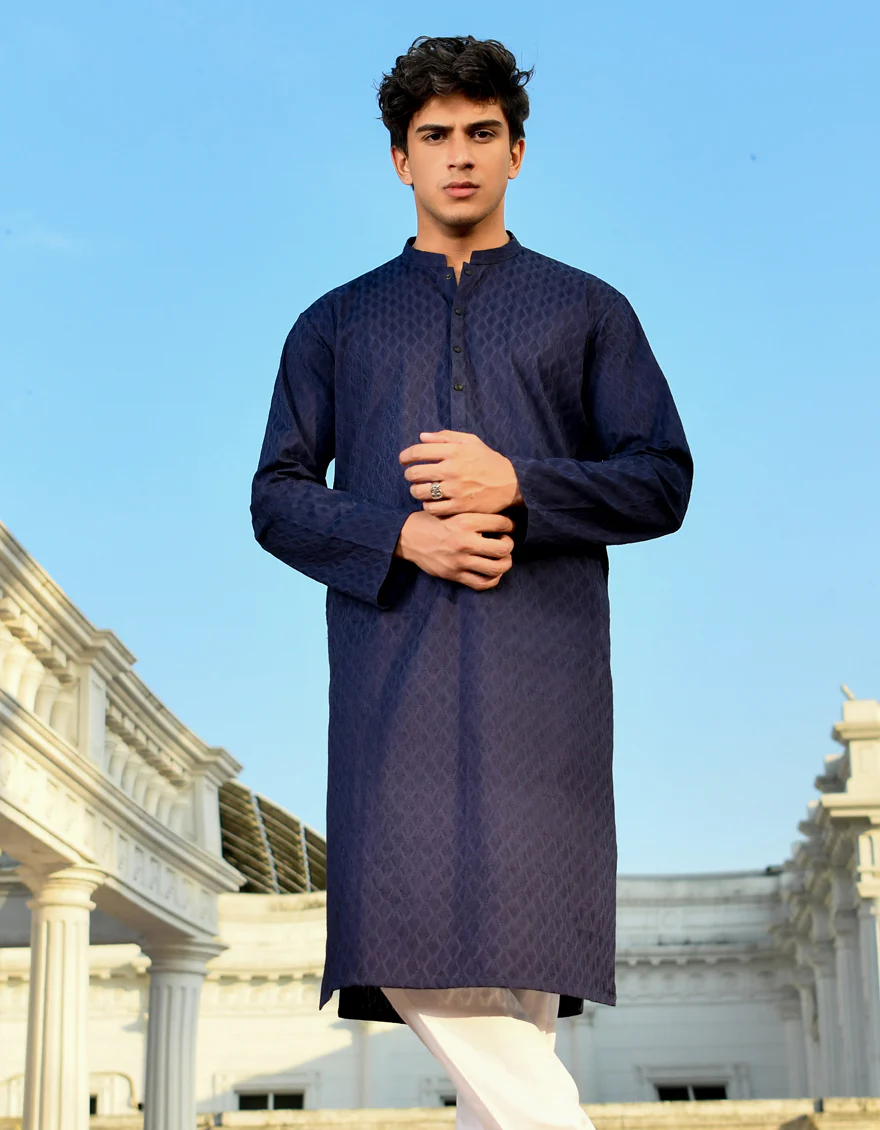 BLUE COTTON KURTA TROUSERS | JJKP-US-45211/A23/JJ1099-CL - Image 3