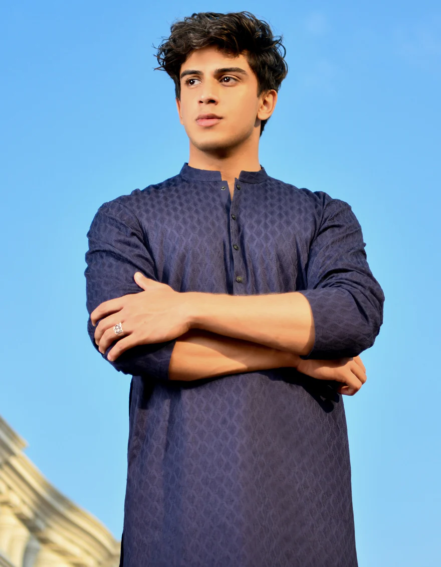 BLUE COTTON KURTA TROUSERS | JJKP-US-45211/A23/JJ1099-CL - Image 4