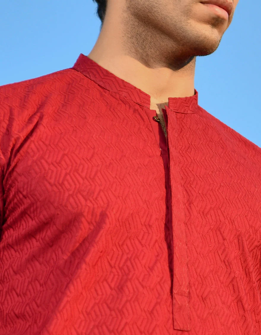 MAROON COTTON KURTA TROUSERS | JJKP-US-45212/A23/JJ1099-CL - Image 2