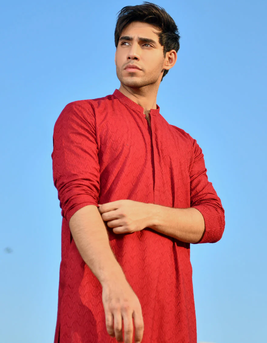 MAROON COTTON KURTA TROUSERS | JJKP-US-45212/A23/JJ1099-CL - Image 3