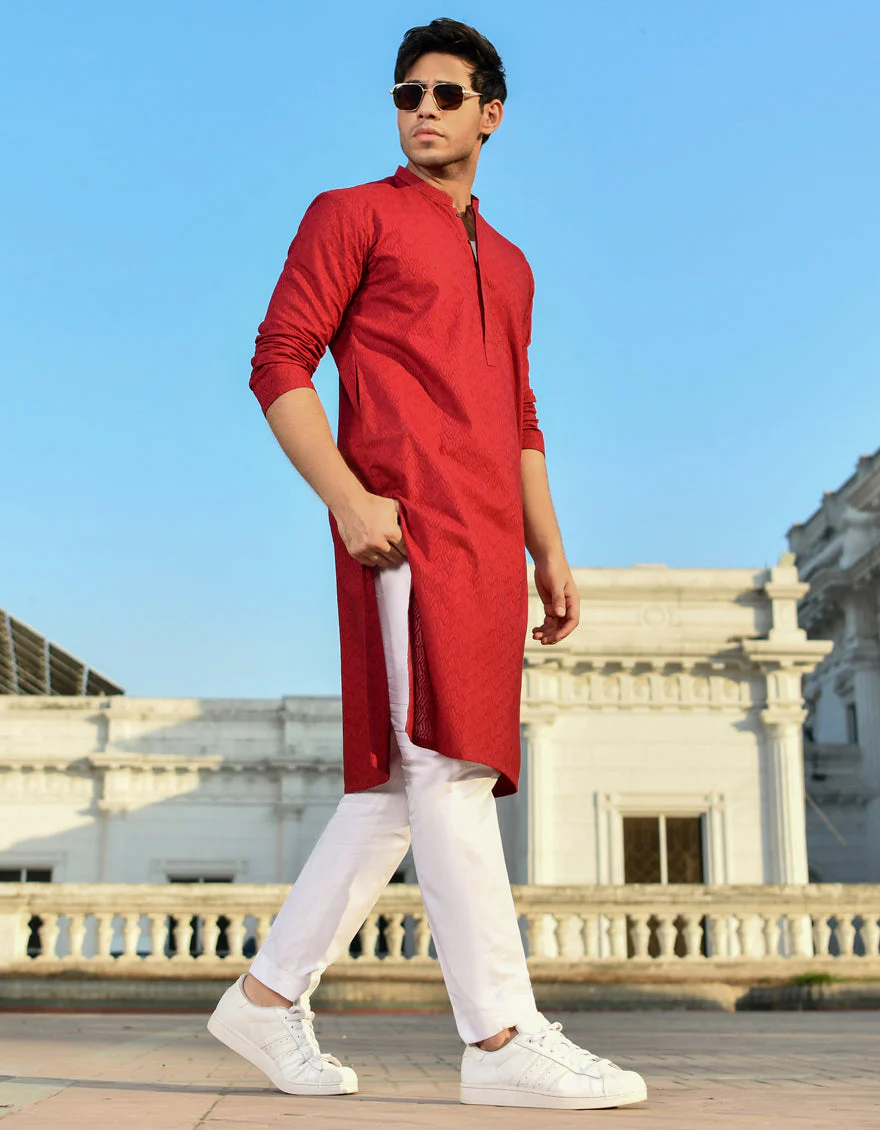 MAROON COTTON KURTA TROUSERS | JJKP-US-45212/A23/JJ1099-CL - Image 4