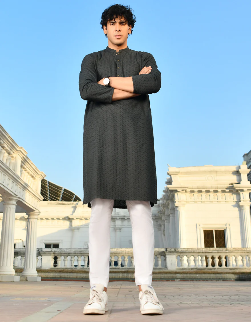 GREEN COTTON KURTA TROUSERS | JJKP-US-45213/A23/JJ1099-CL - Image 4