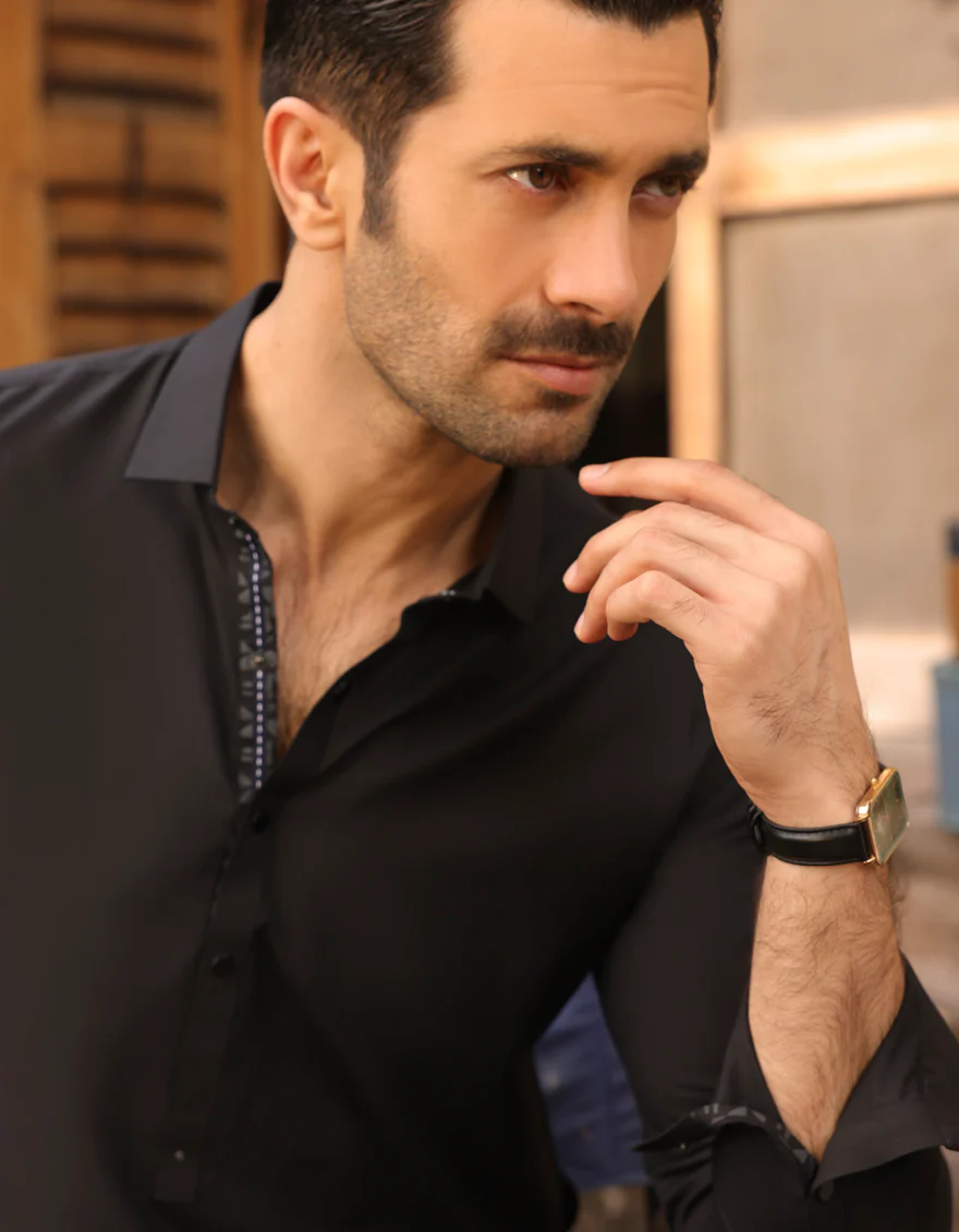 BLACK BLENDED KURTA TROUSERS | JJKP-US-45231/A23/JJ8835-CL - Image 2