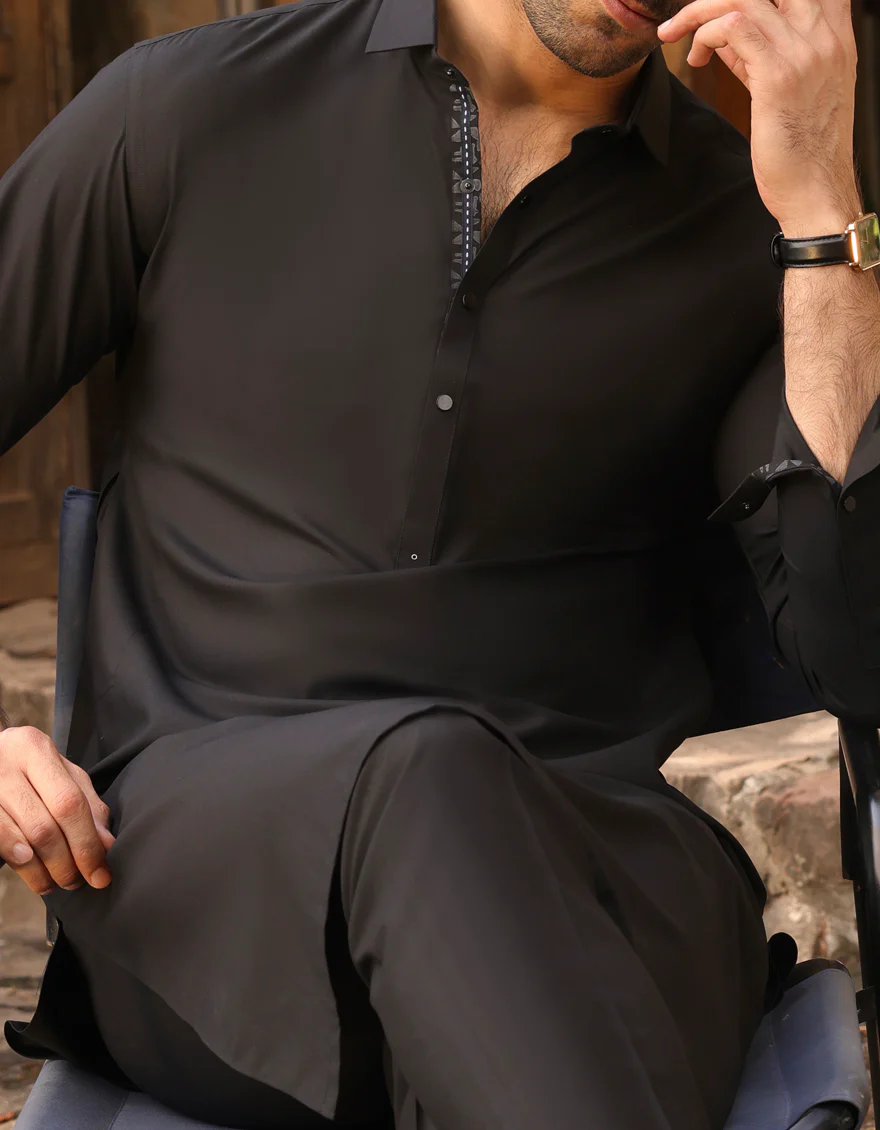 BLACK BLENDED KURTA TROUSERS | JJKP-US-45231/A23/JJ8835-CL - Image 3