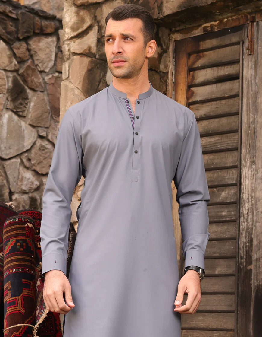 SLATE GREY BLENDED KURTA TROUSERS | JJKP-US-45232/A23/JJ8836-CL - Image 5