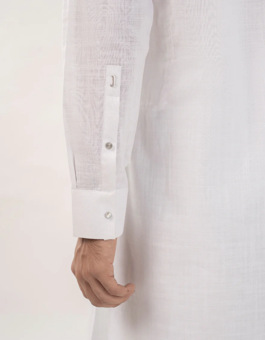 WHITE COTTON KURTA TROUSERS | JJKP-W-33176/S24/JJ9732-SF - Image 4