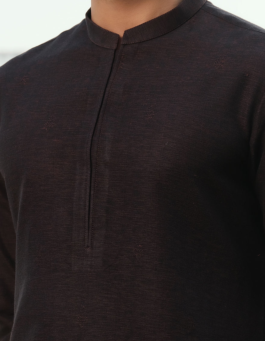 DARK MAROON COTTON KURTA TROUSERS | JJKP-W-47359/S24/JJ9662-FL - Image 3