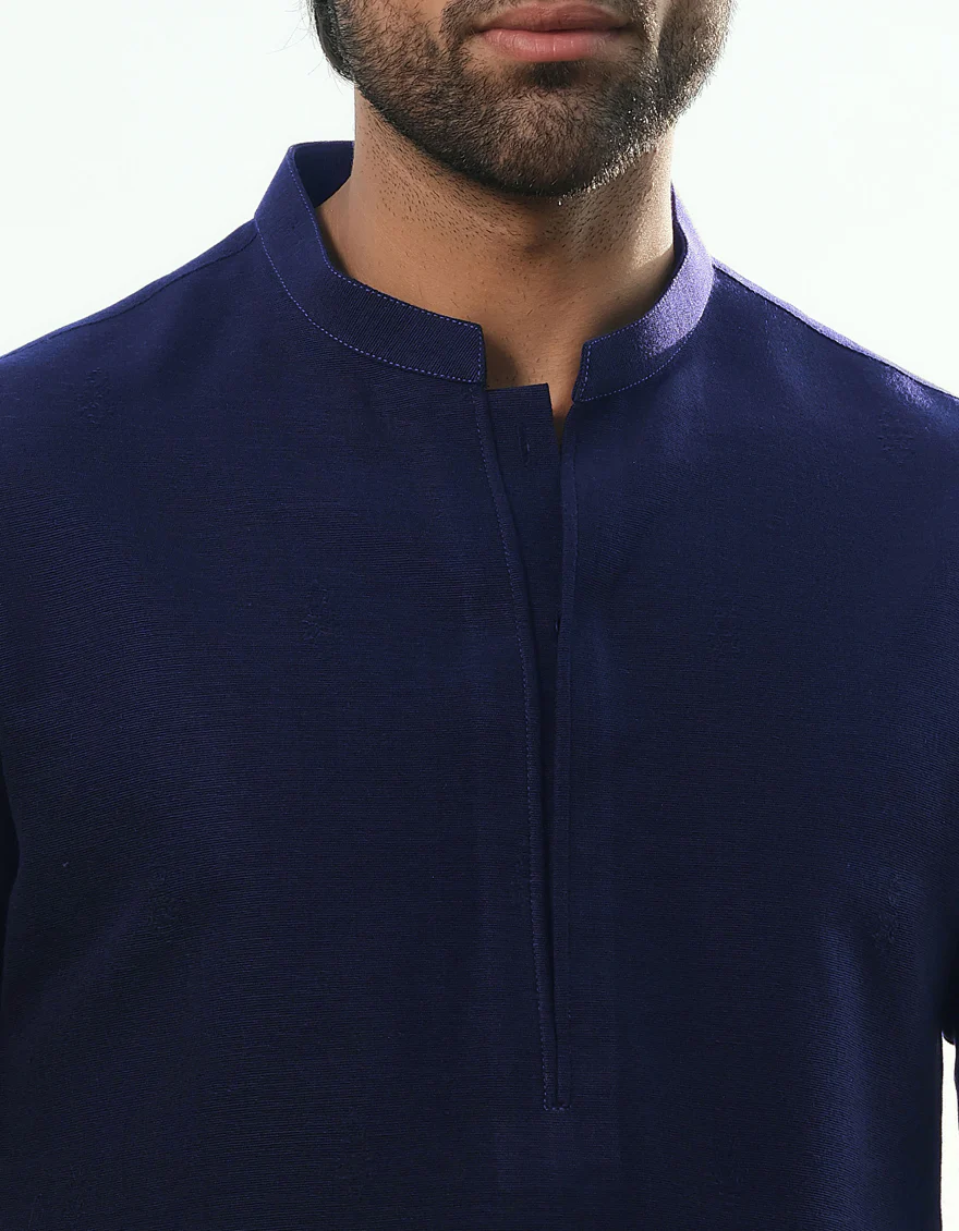 NAVY BLUE COTTON KURTA TROUSERS | JJKP-W-47360/S24/JJ9662-FL - Image 3