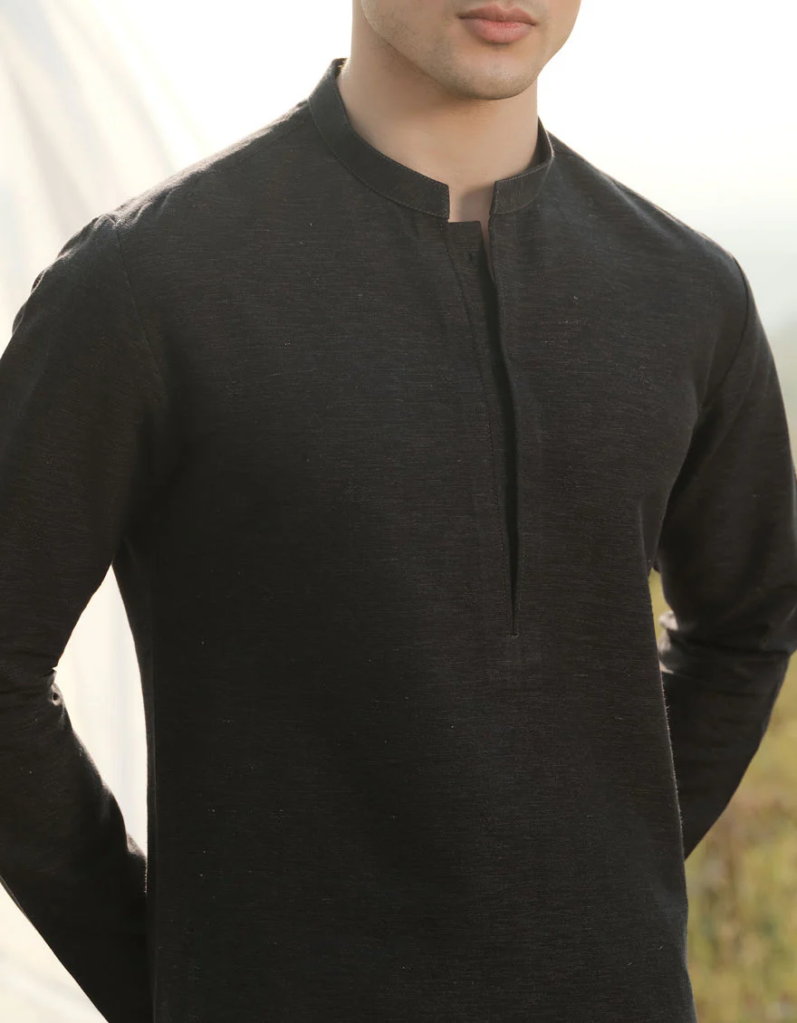 BLACK COTTON KURTA TROUSERS | JJKP-W-47361/S24/JJ9662-FL - Image 4